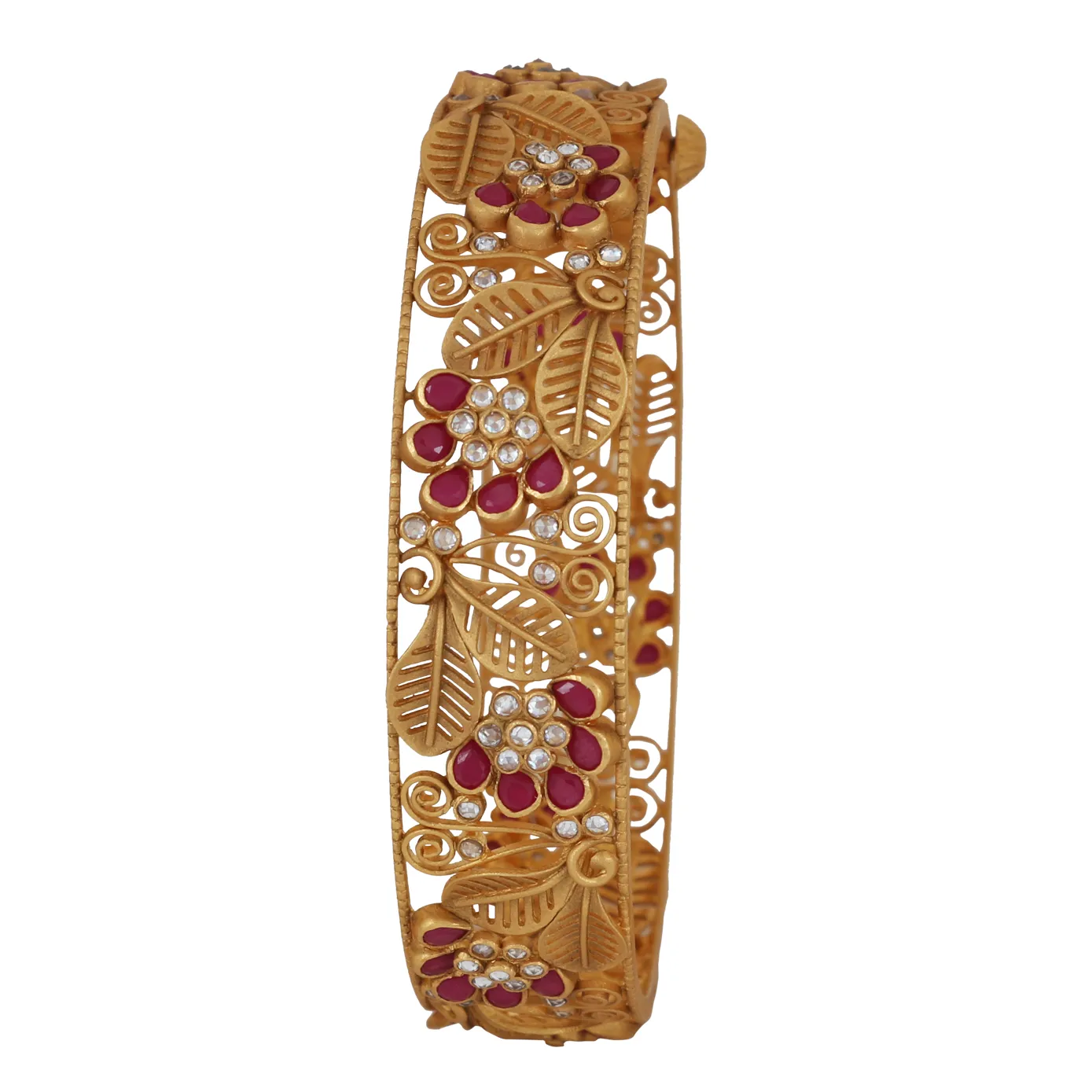 Spring - Floral Matte-Gold Bangle