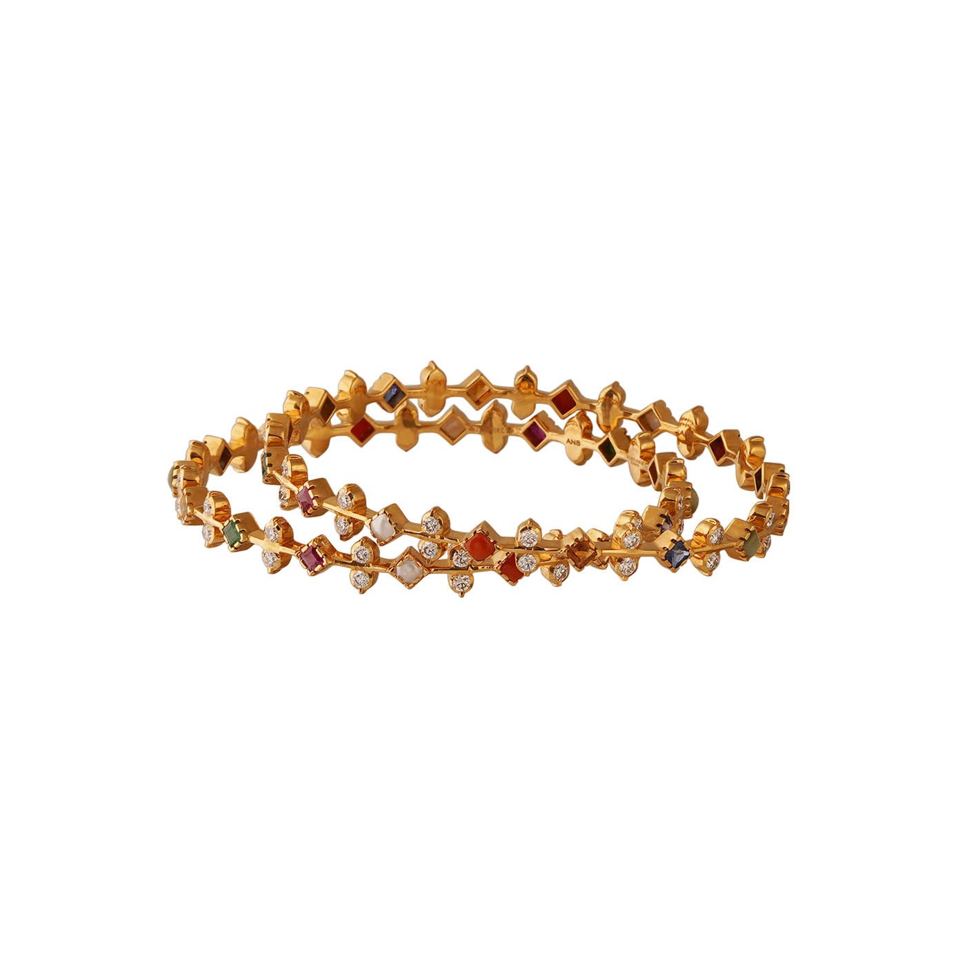 Diamond Navarathna Bangle Close Setting