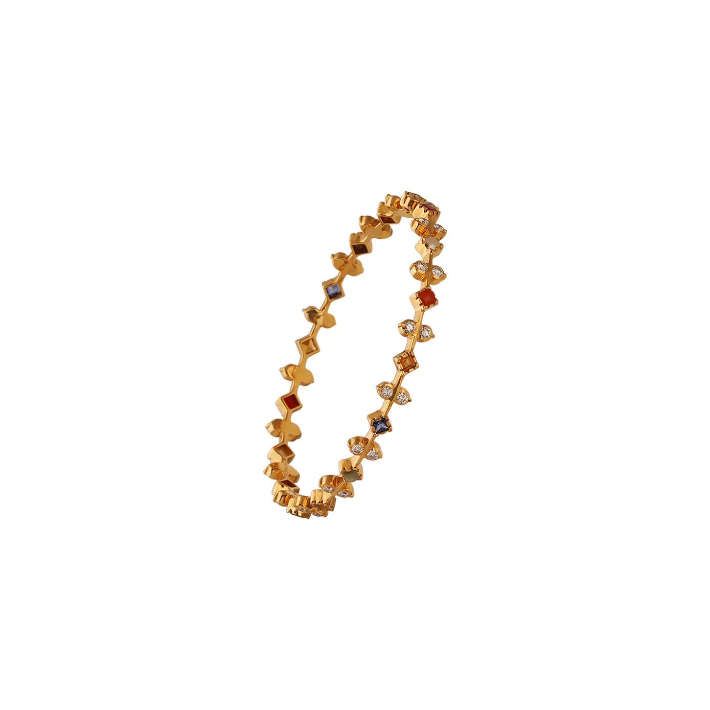Diamond Navarathna Bangle Close Setting