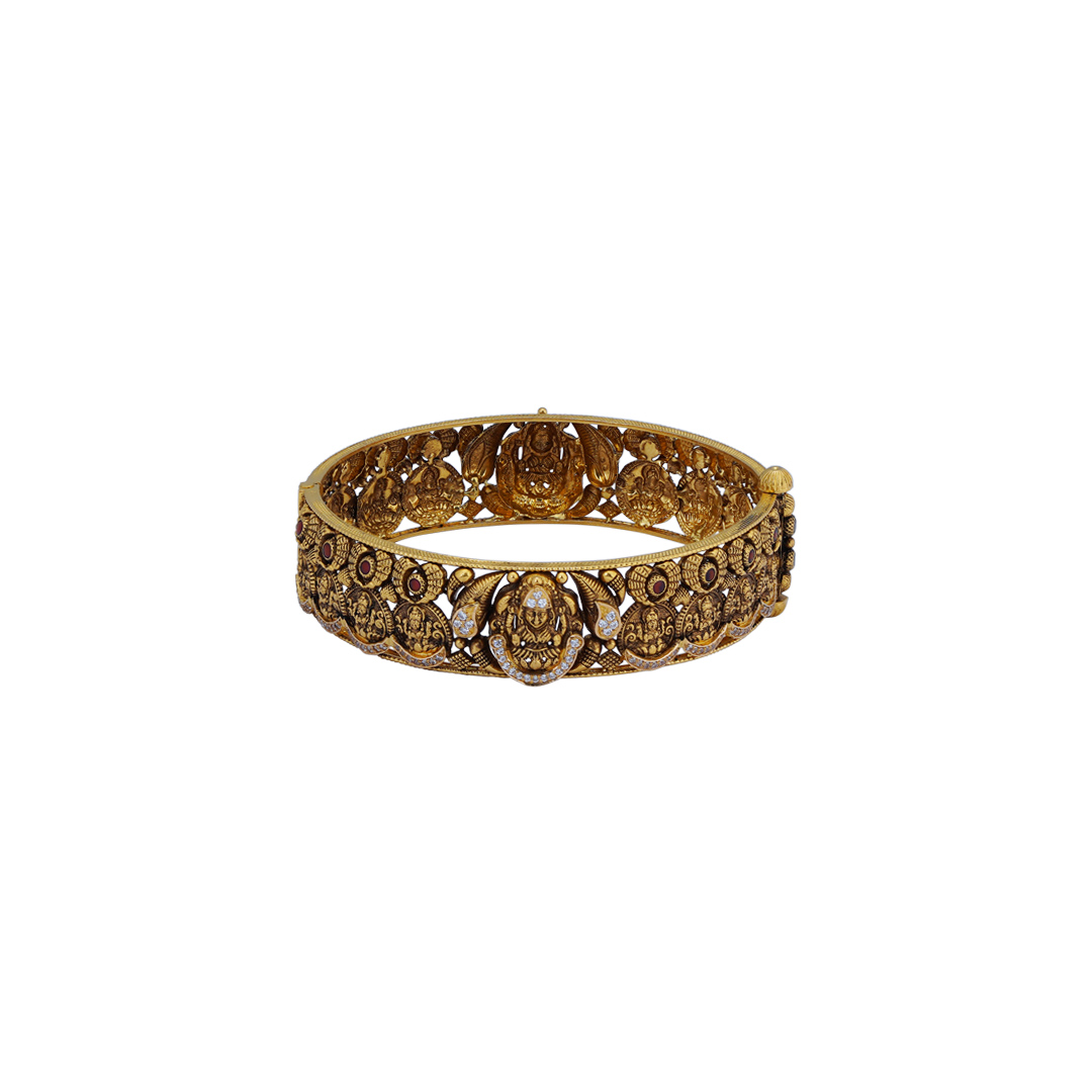 Antique Gold Temple Bangles with Lakshmi
