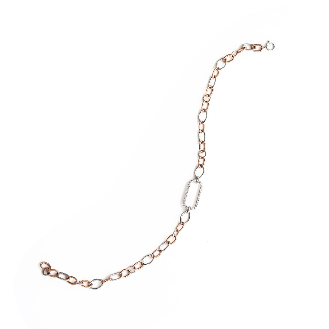 Platinum Diamond Bracelet with Rose Gold
