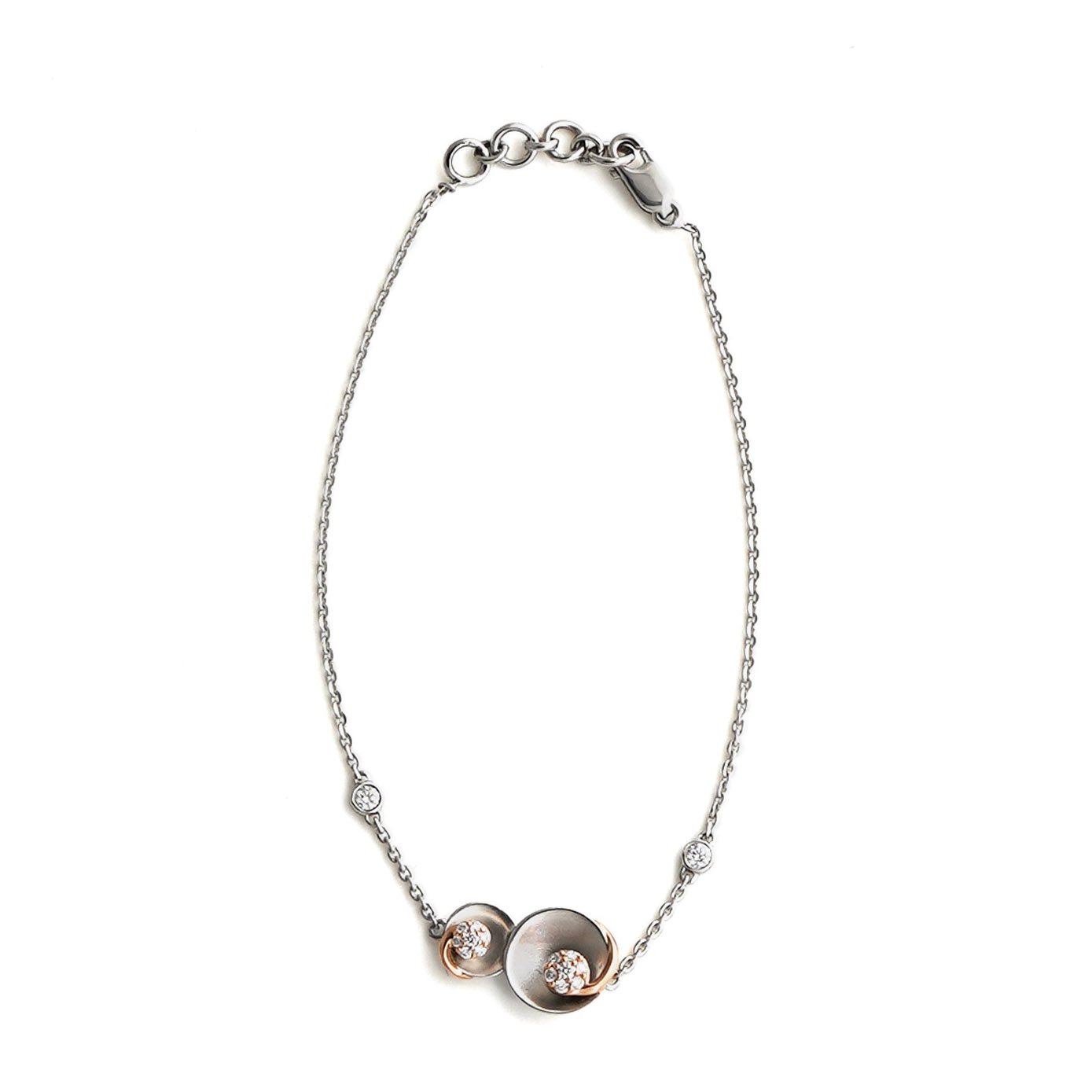 Platinum Diamond Bracelet with Rose Gold