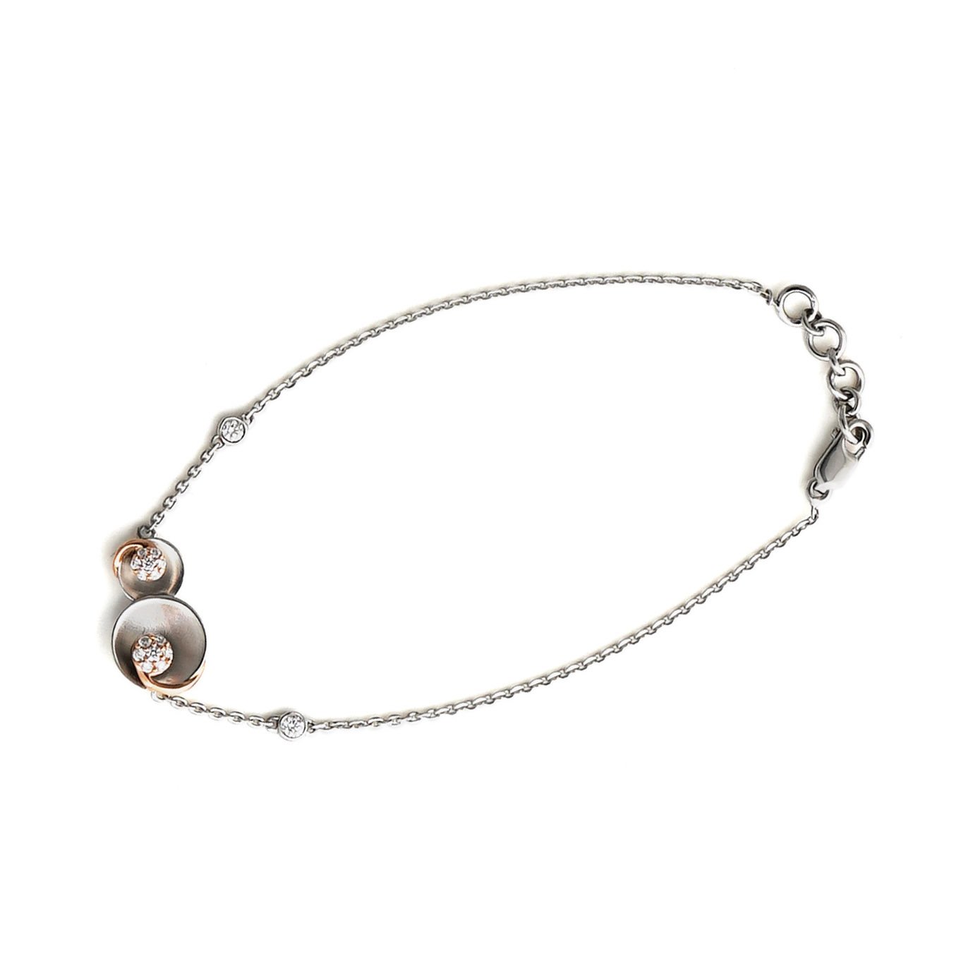 Platinum Diamond Bracelet with Rose Gold
