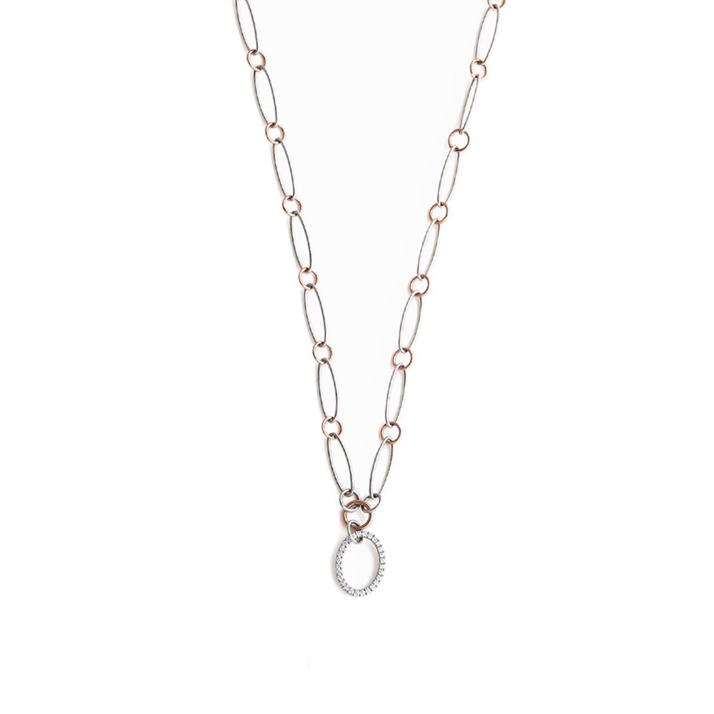 Platinum Chain with diamond and rose gold