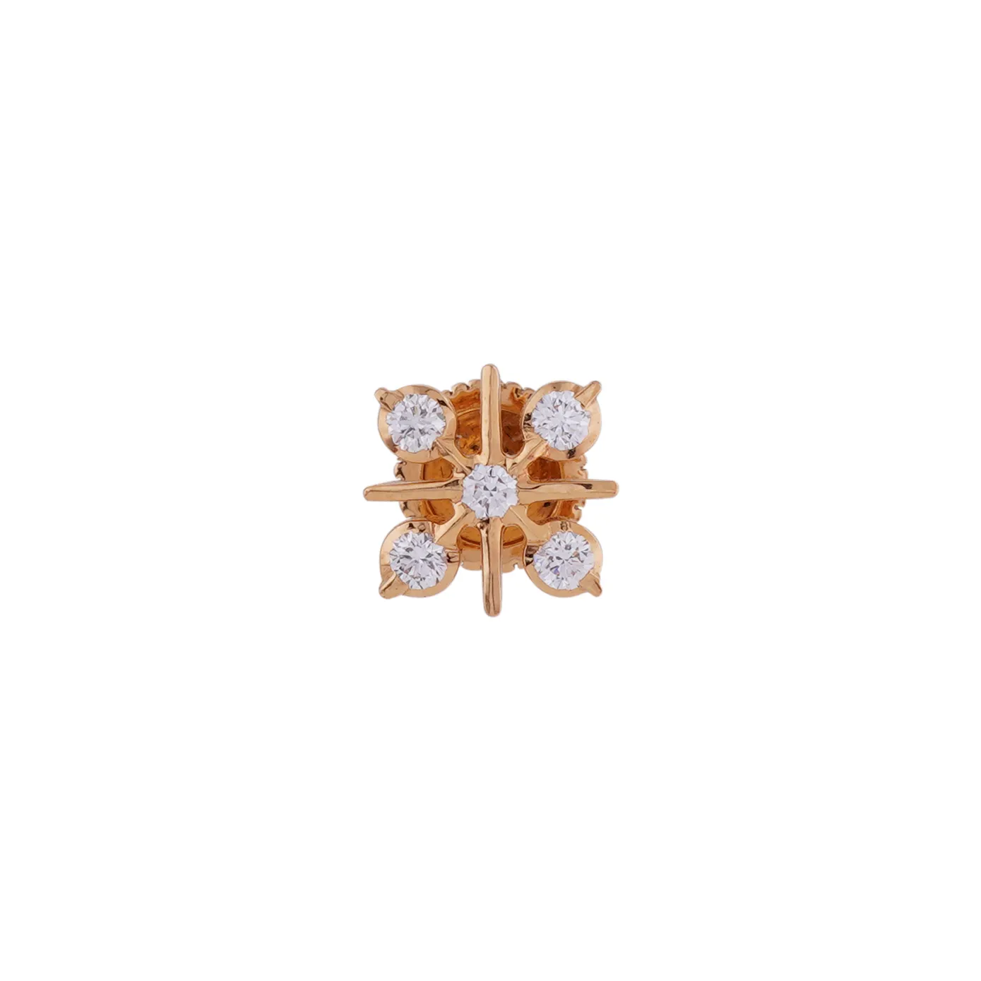 Kanagam - Floral Diamond Gold Earrings
