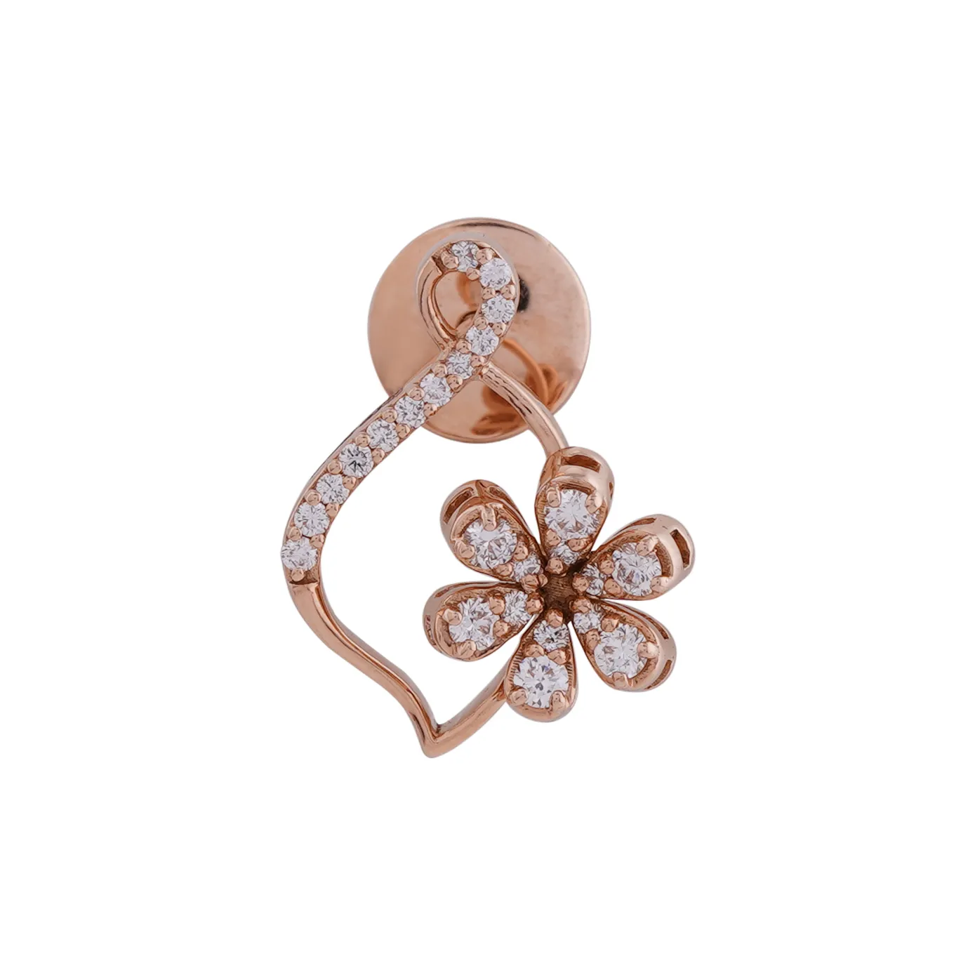 Palash  - Trendy diamond floral stud in 18k Rose Gold