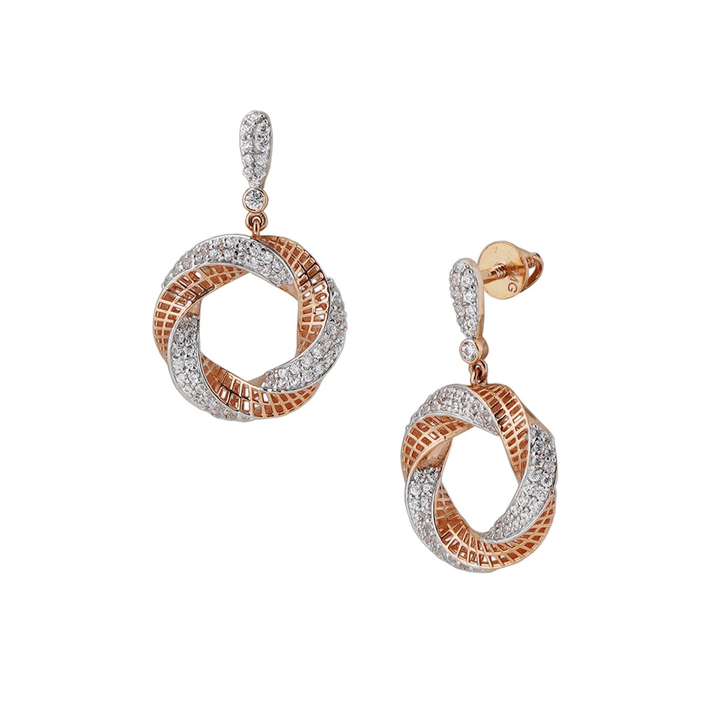 18kt rose gold stone earring