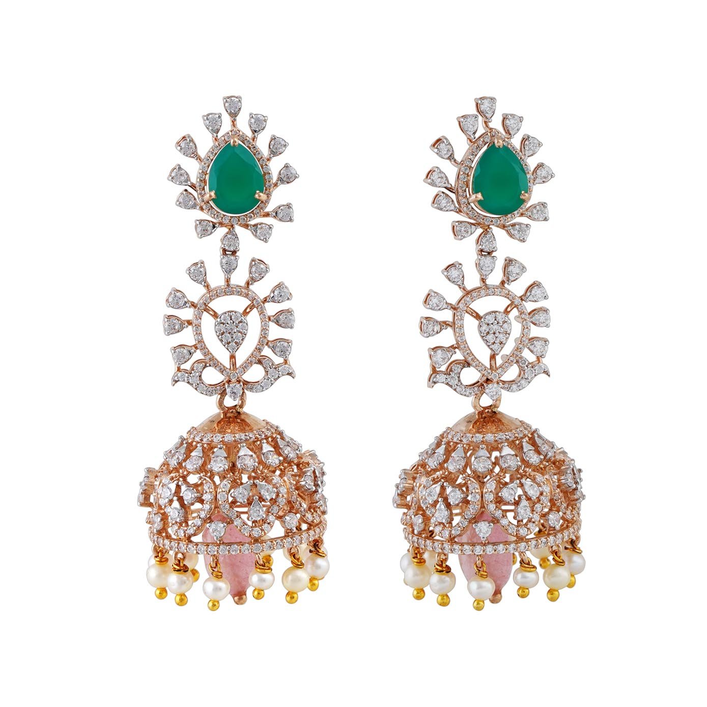 18kt Rose Gold Stone Ear Tops