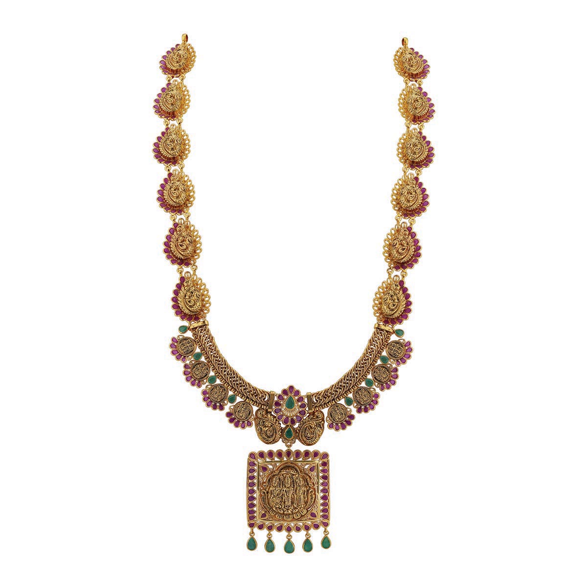Ruby Emerald Antique Haram with Ram Darbar