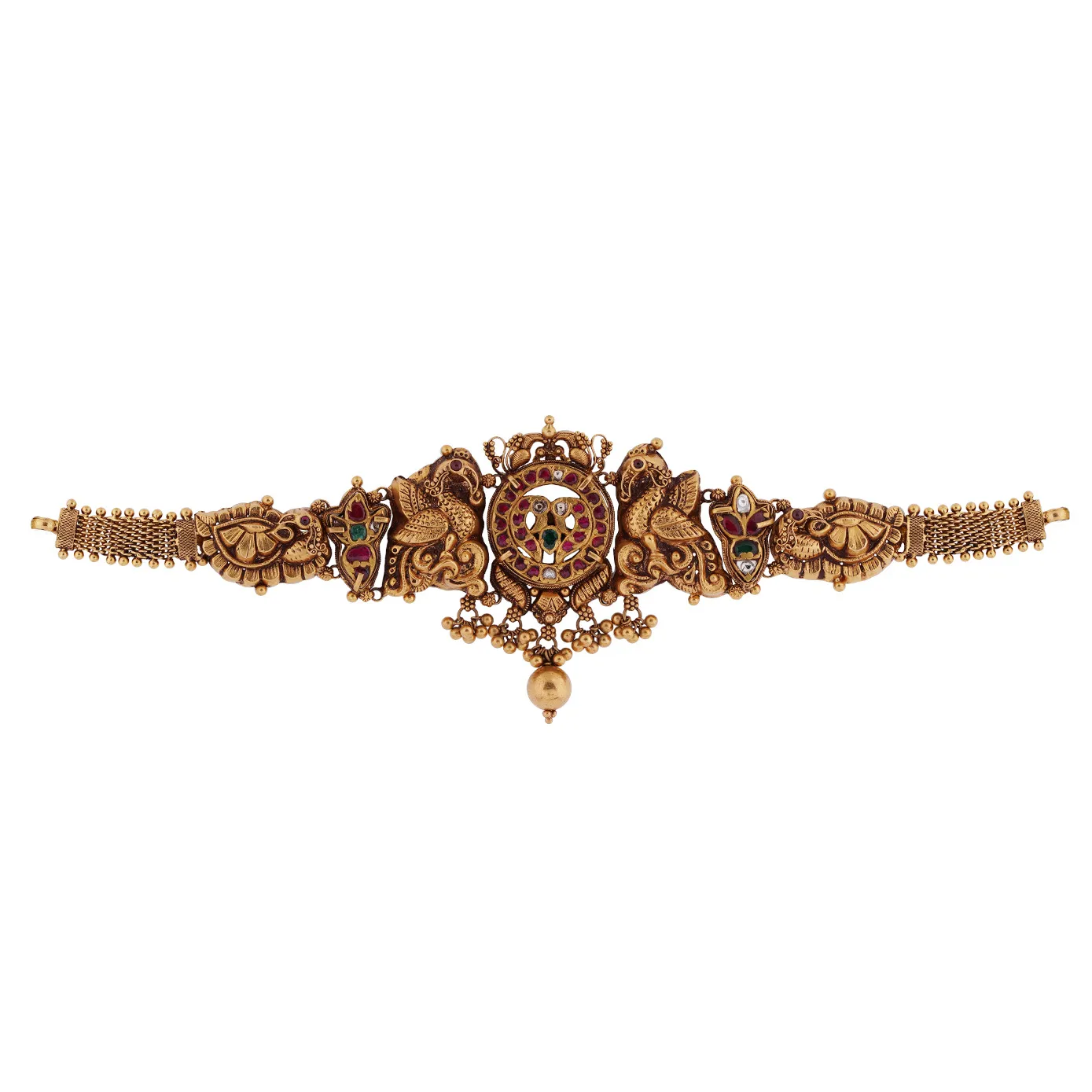 Hanvika - Antique Gold Peacock Choker