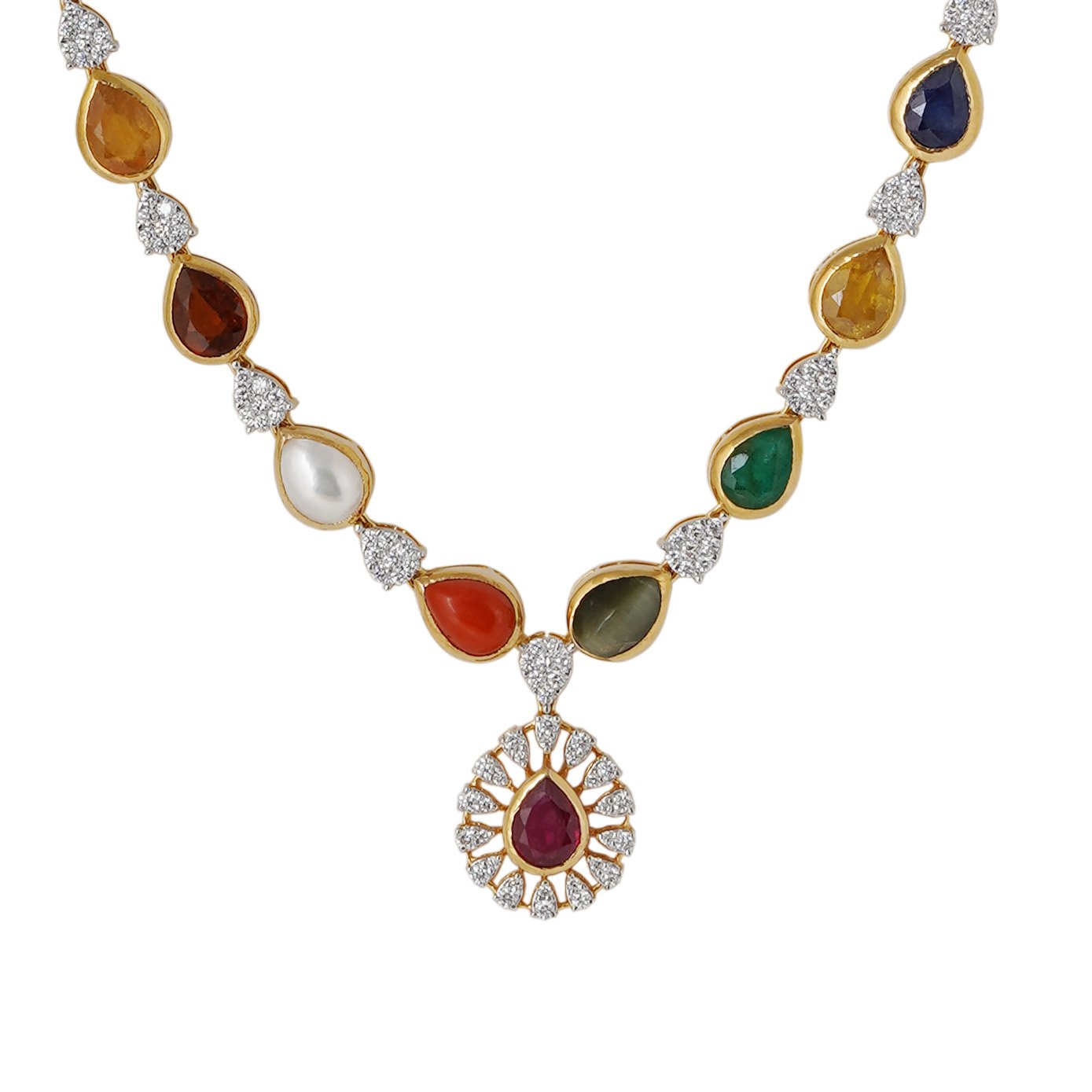 Navarathna Diamond Necklace Openset 18kt