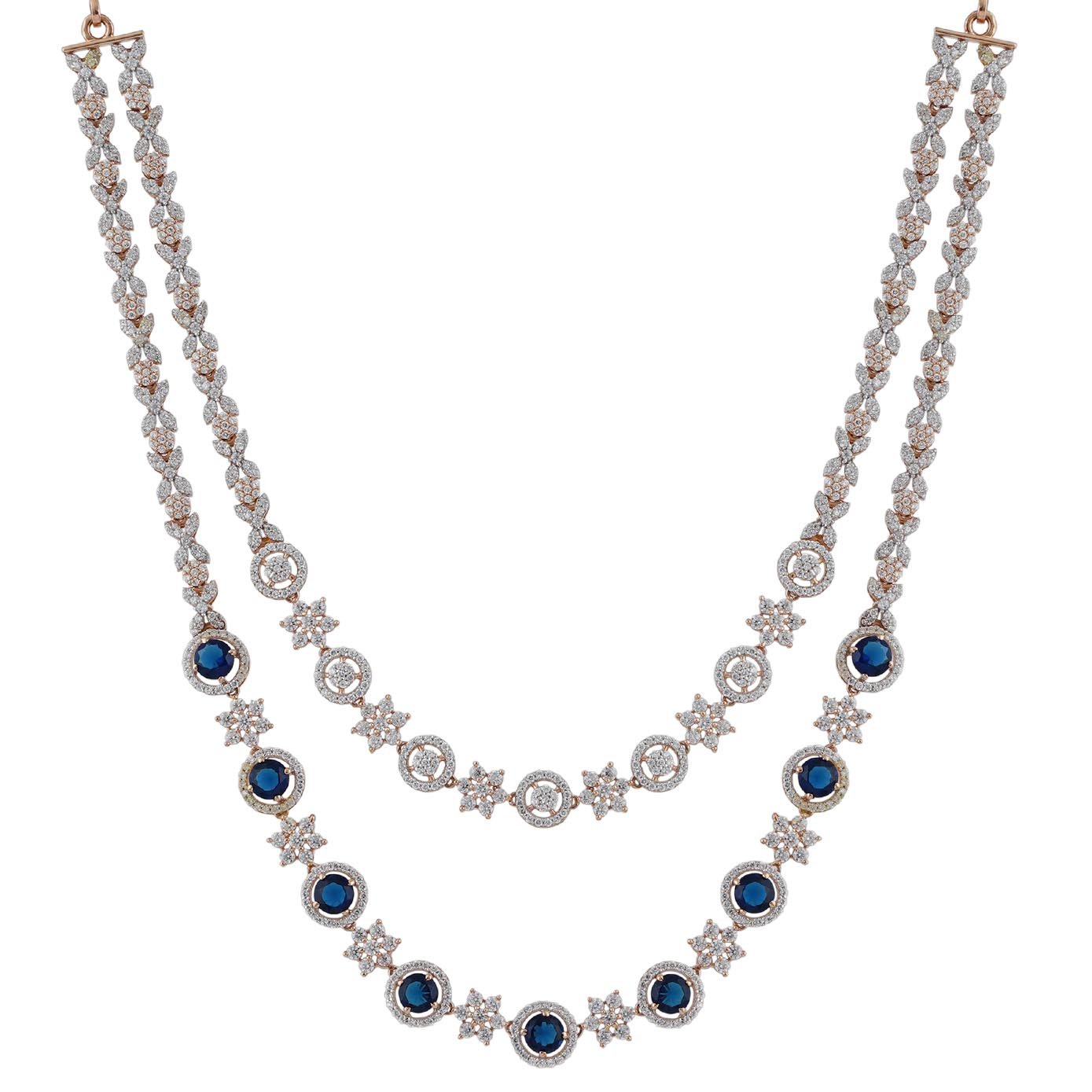 18kt Rose Gold Stone Necklace with Back Chain 18kt Rose Gold Stone Necklace with Back Chain