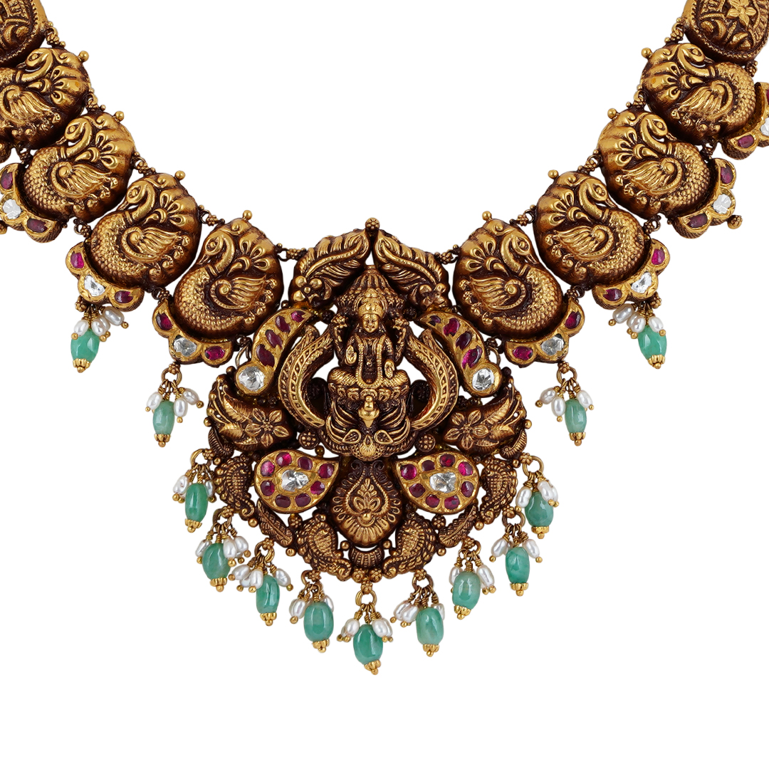 Antique Stone Haram – Temple Elegance in Gold