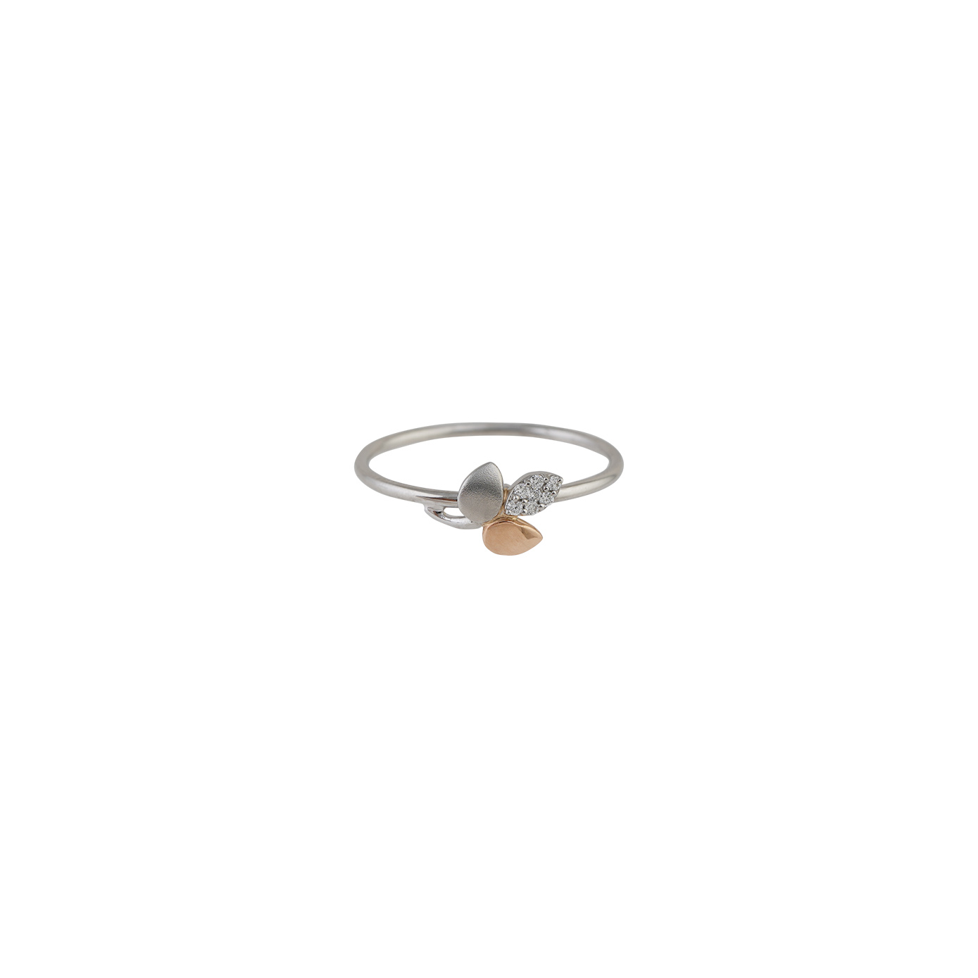Platinum Diamond Ring with Rose Gold