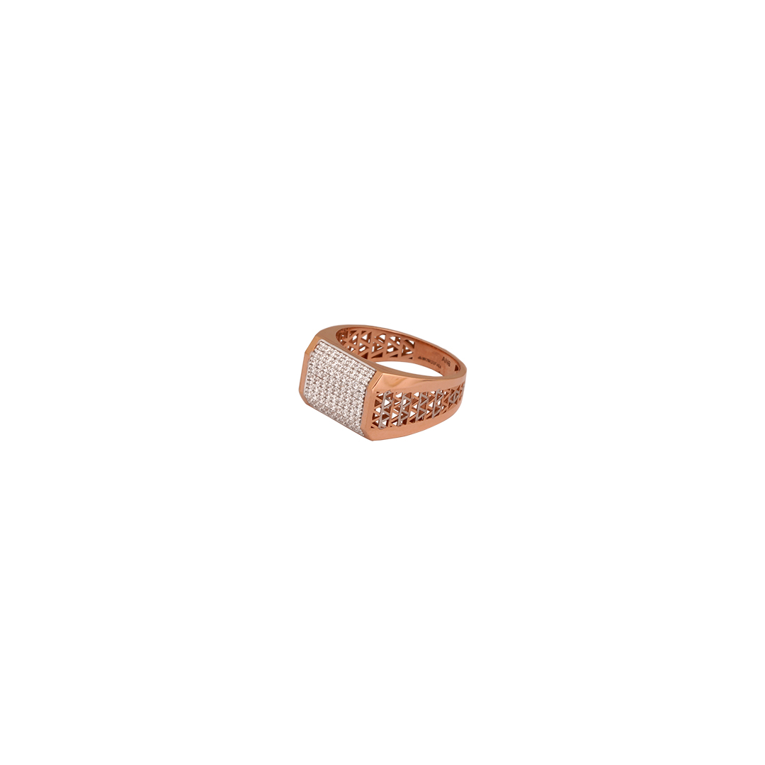 18kt rose gold gents stone ring