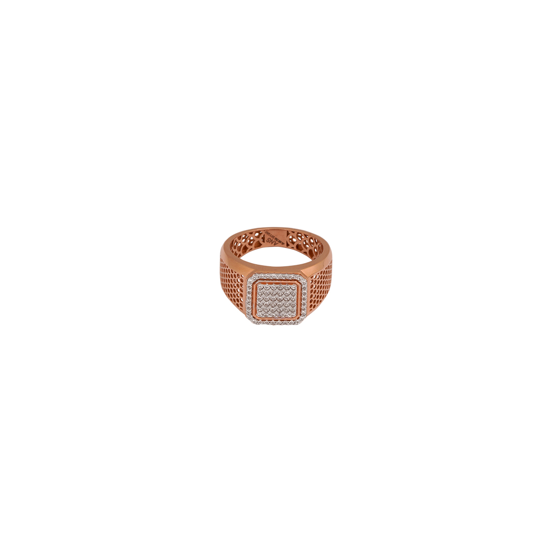 18kt rose gold gents stone ring
