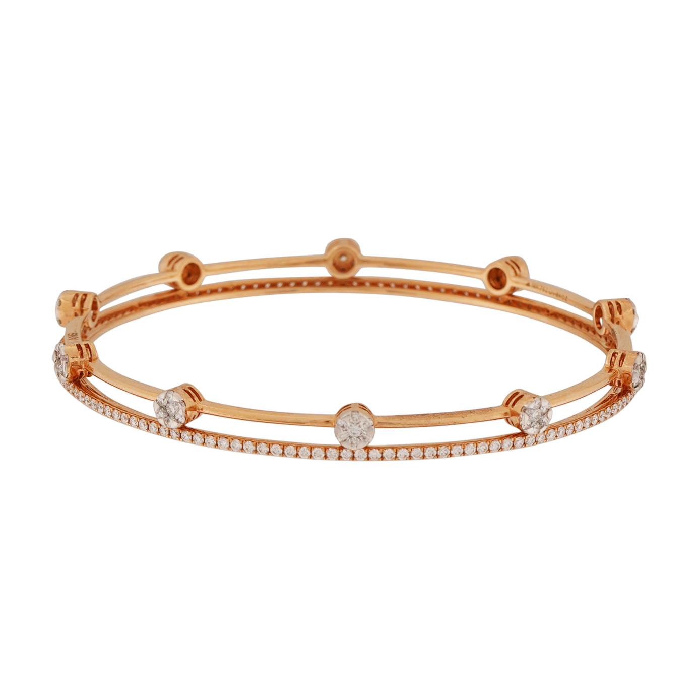 Diamond Bangle Open set 18kt - Set of 2