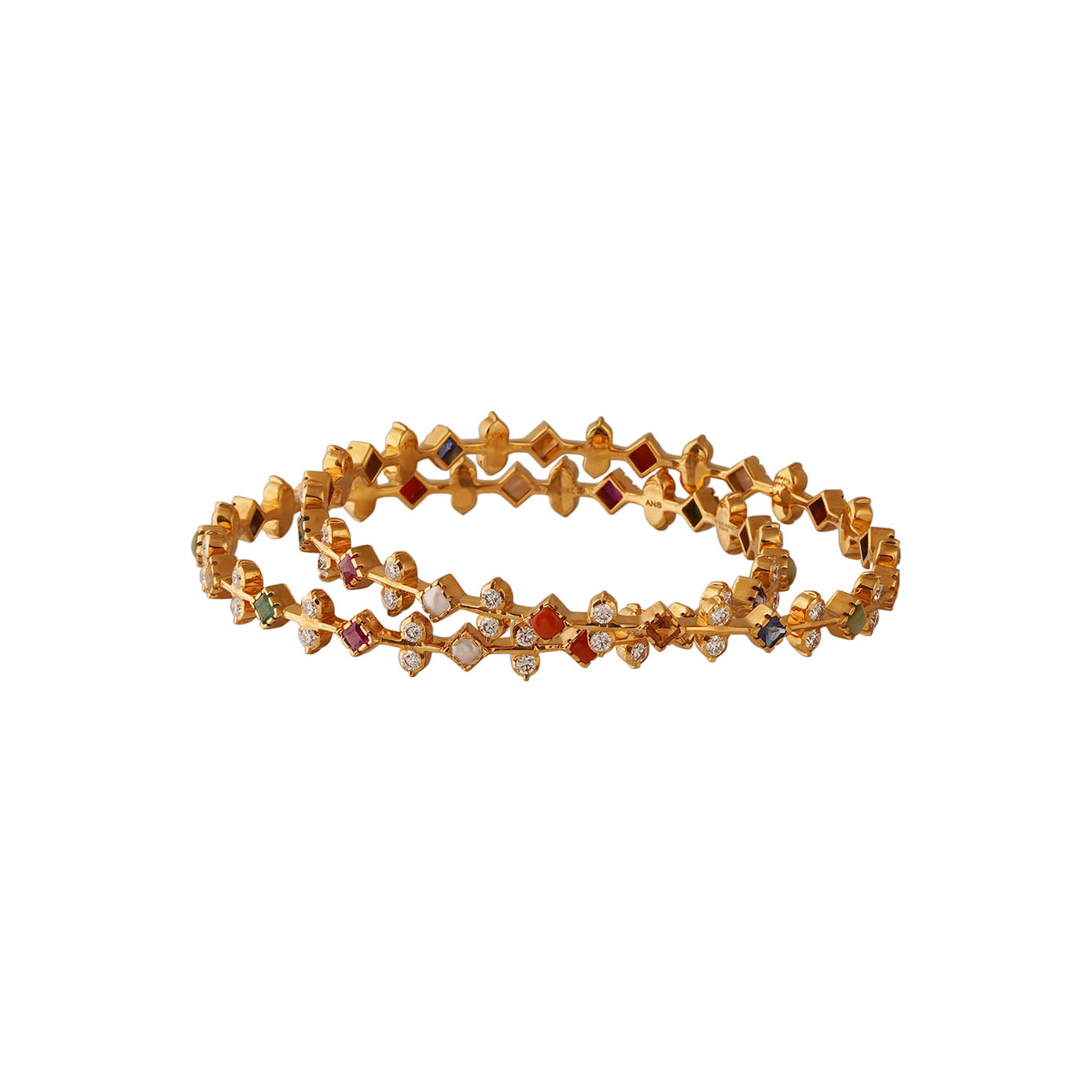 Diamond Navarathna Bangle Close Setting