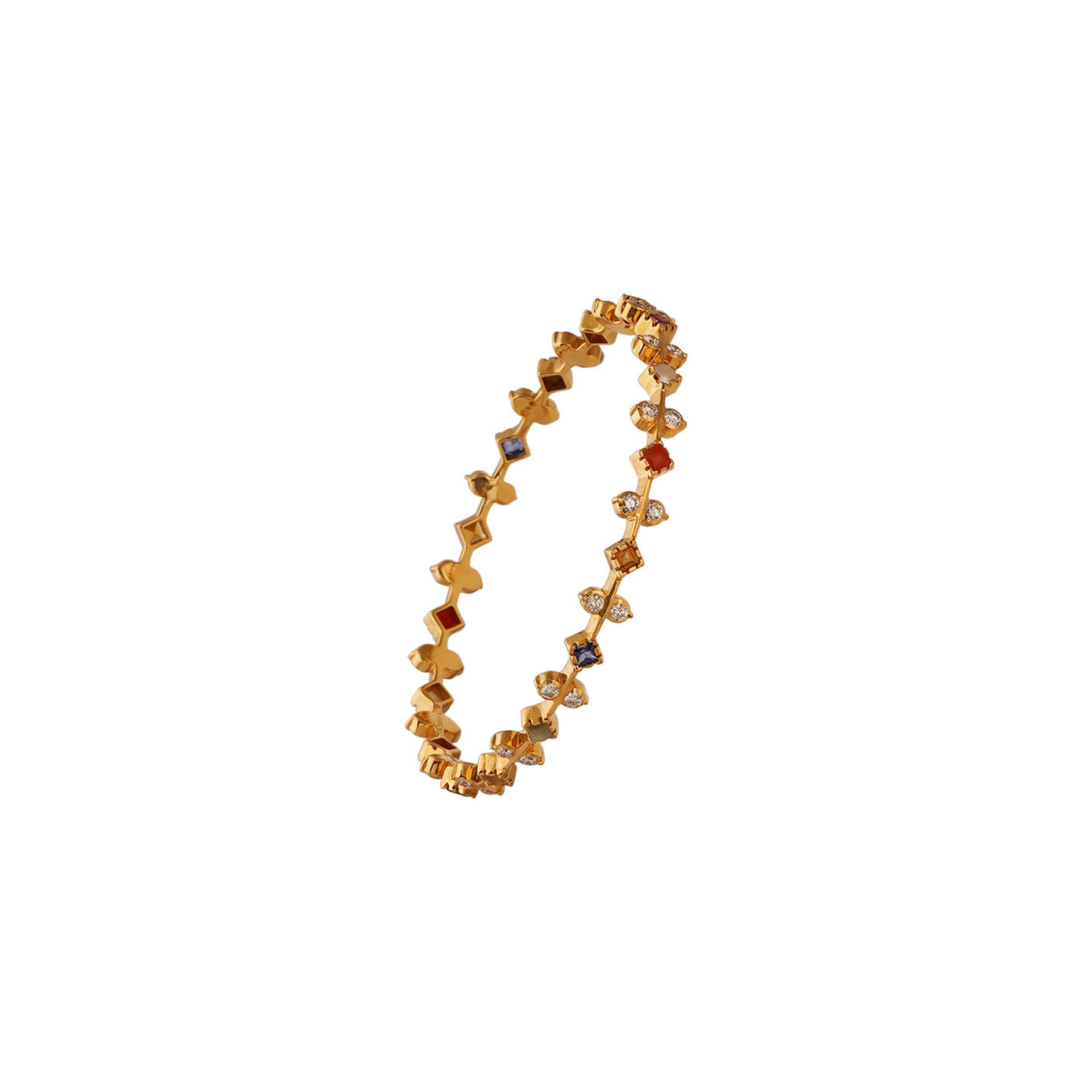 Diamond Navarathna Bangle Close Setting