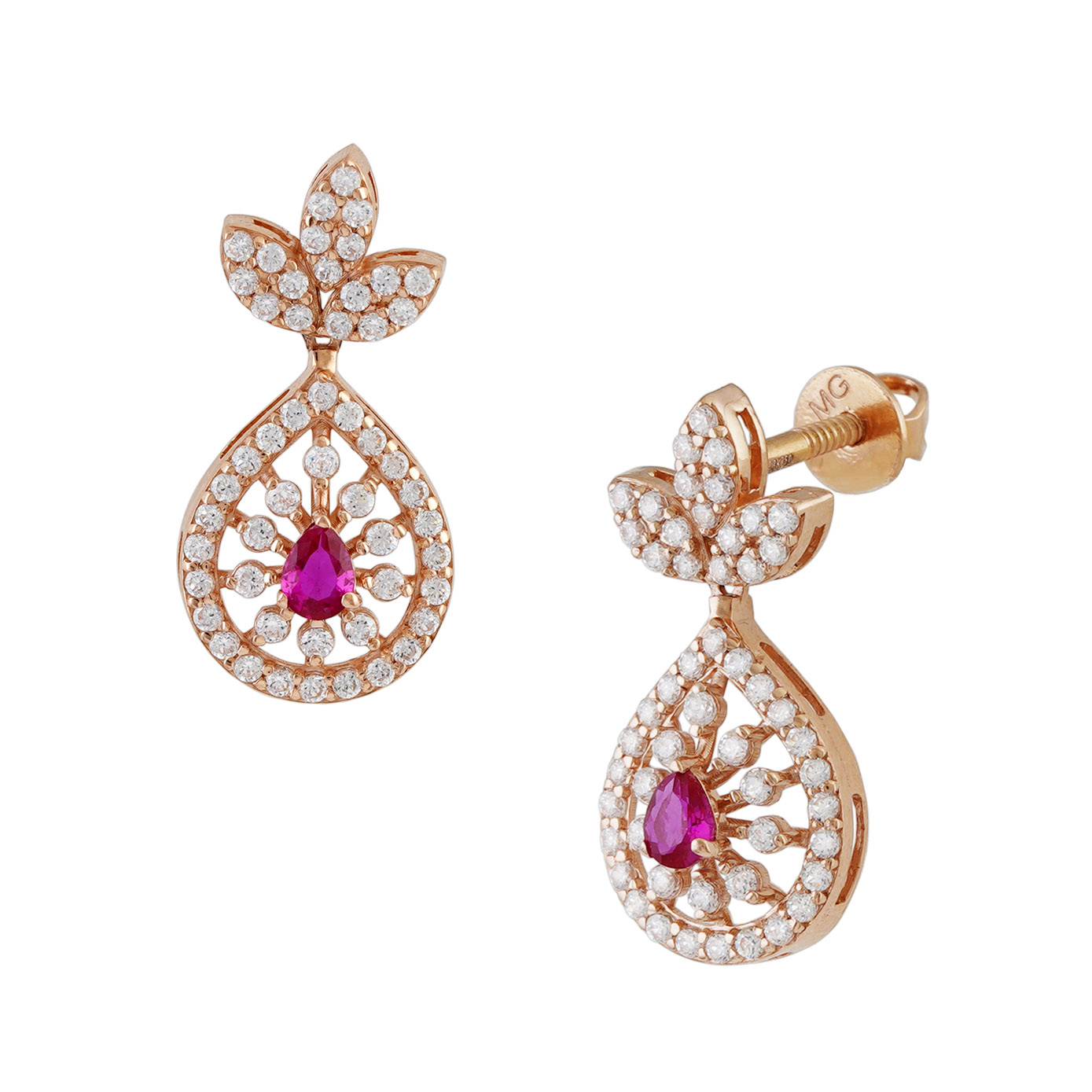 18kt rose gold stone earring