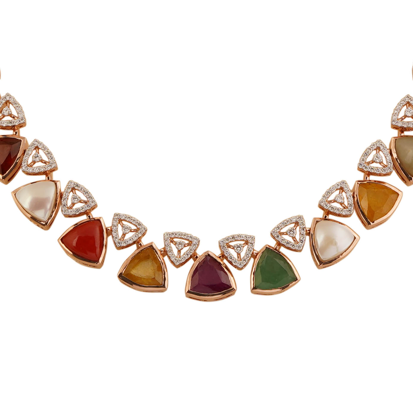 Diamond Navarathna Necklace Open Setting 18kt