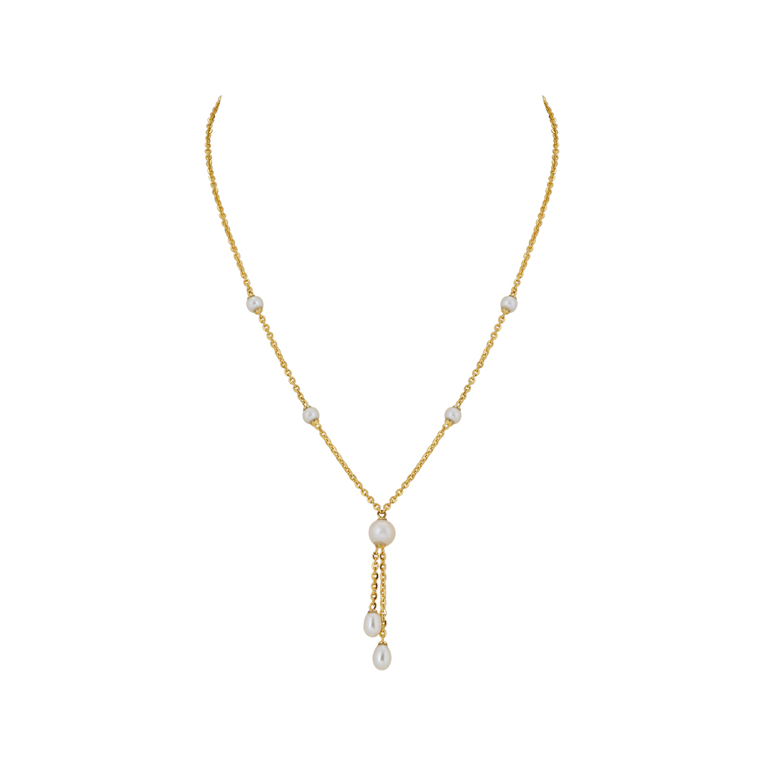 14Kt Pearl Chain Necklace Set