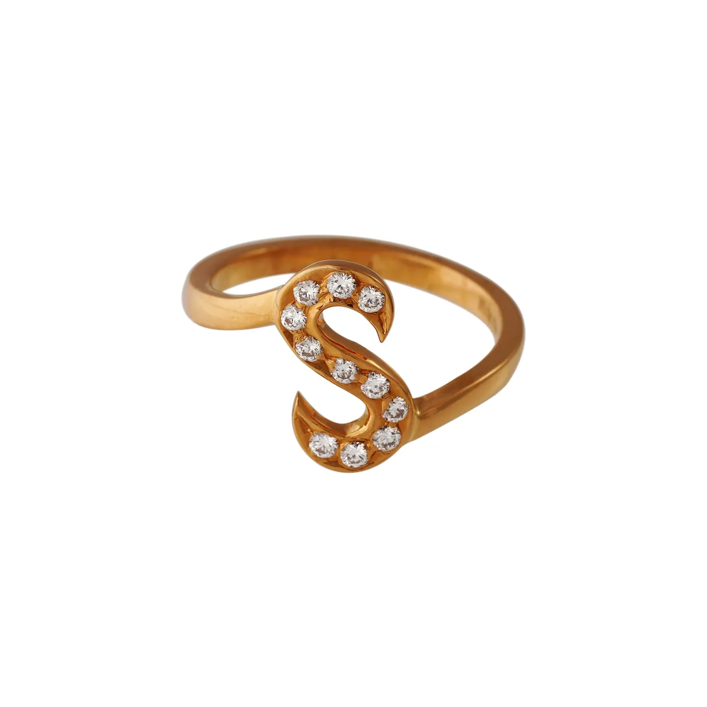 Elva - S-Letter Diamond Gold Ring