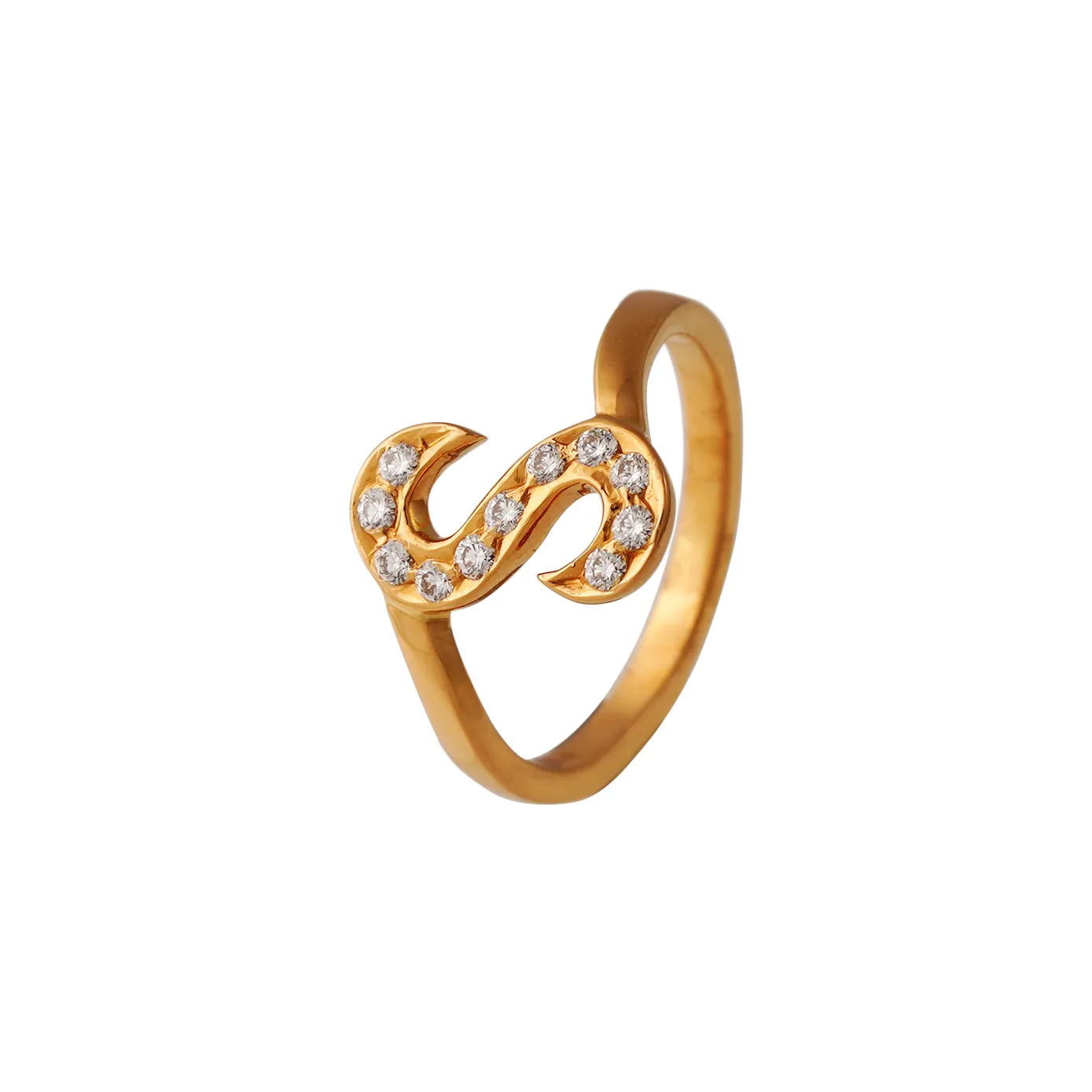 Elva - S-Letter Diamond Gold Ring