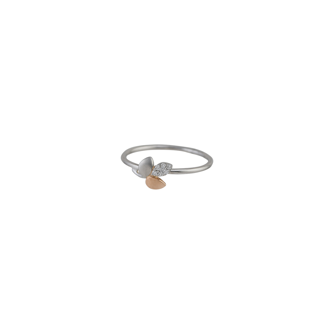 Platinum Diamond Ring with Rose Gold