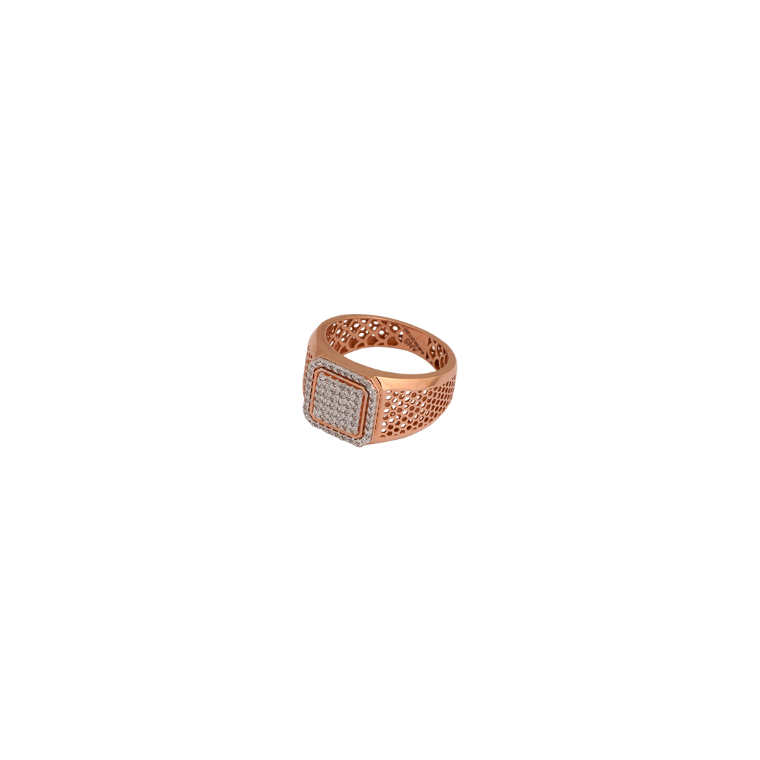 18kt rose gold gents stone ring